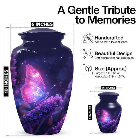 Pink Butterfly Urns For Human Ashes, Personalized Keepsake Urn for Mom