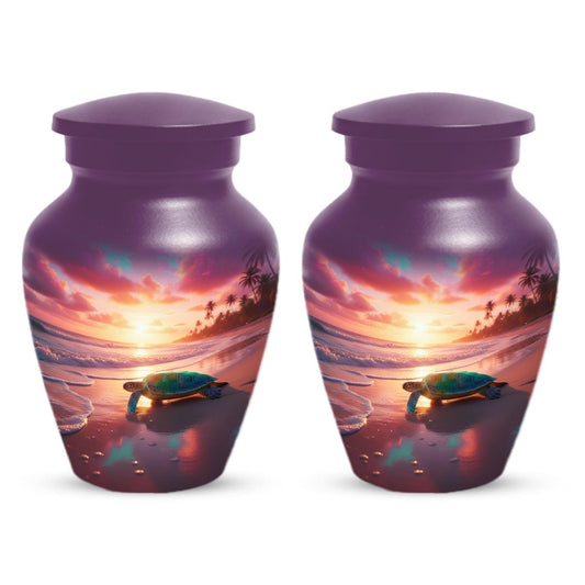 Sea Turtle Urn, Sunset Beach Urns for Ashes, Personalized Keepsake For Mom & Dad