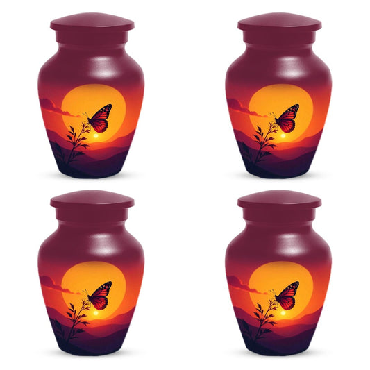 Butterfly Cremation Urns, Orange Sunset Urn For Mom