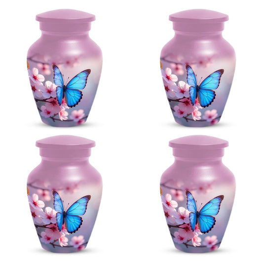 Pink Blue Butterfly Urn For Women