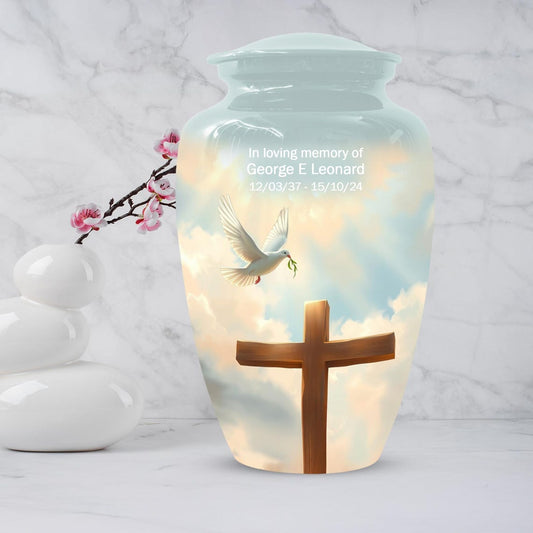Dove Urn for Ashes - Celtic Cross Religious Urns For Adult Male & Female Ash