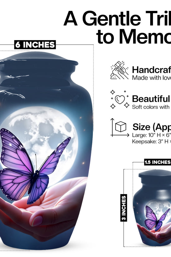 Handmade Butterfly Moonlight Cremation Urn, Personalized Urns For Mom Ashes