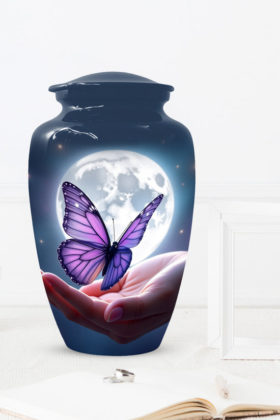 Handmade Butterfly Moonlight Cremation Urn, Personalized Urns For Mom Ashes
