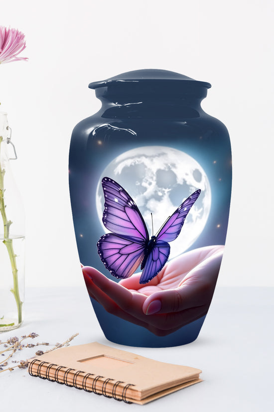Handmade Butterfly Moonlight Cremation Urn, Personalized Urns For Mom Ashes