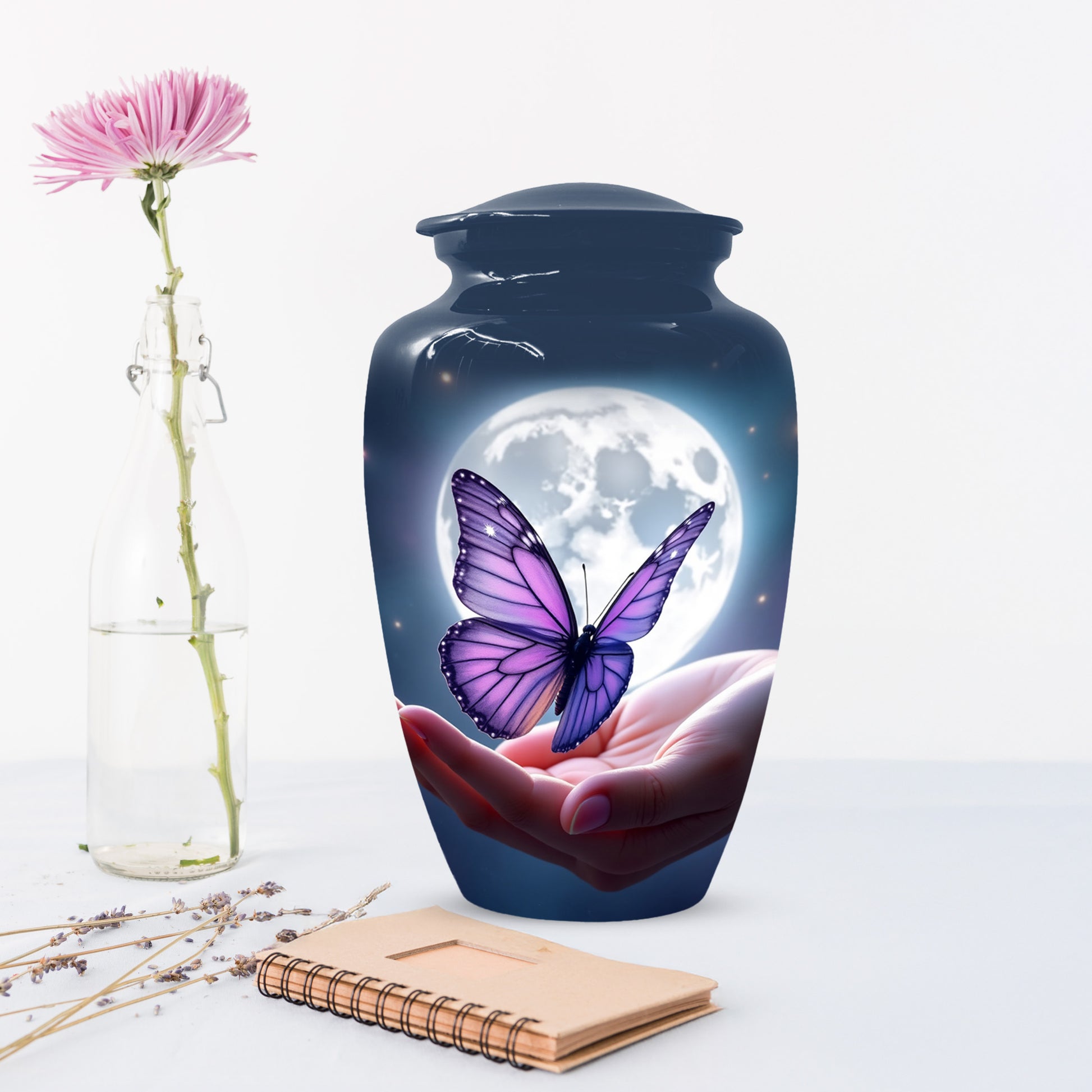 Handmade Butterfly Moonlight Cremation Urn, Personalized Urns For Mom Ashes
