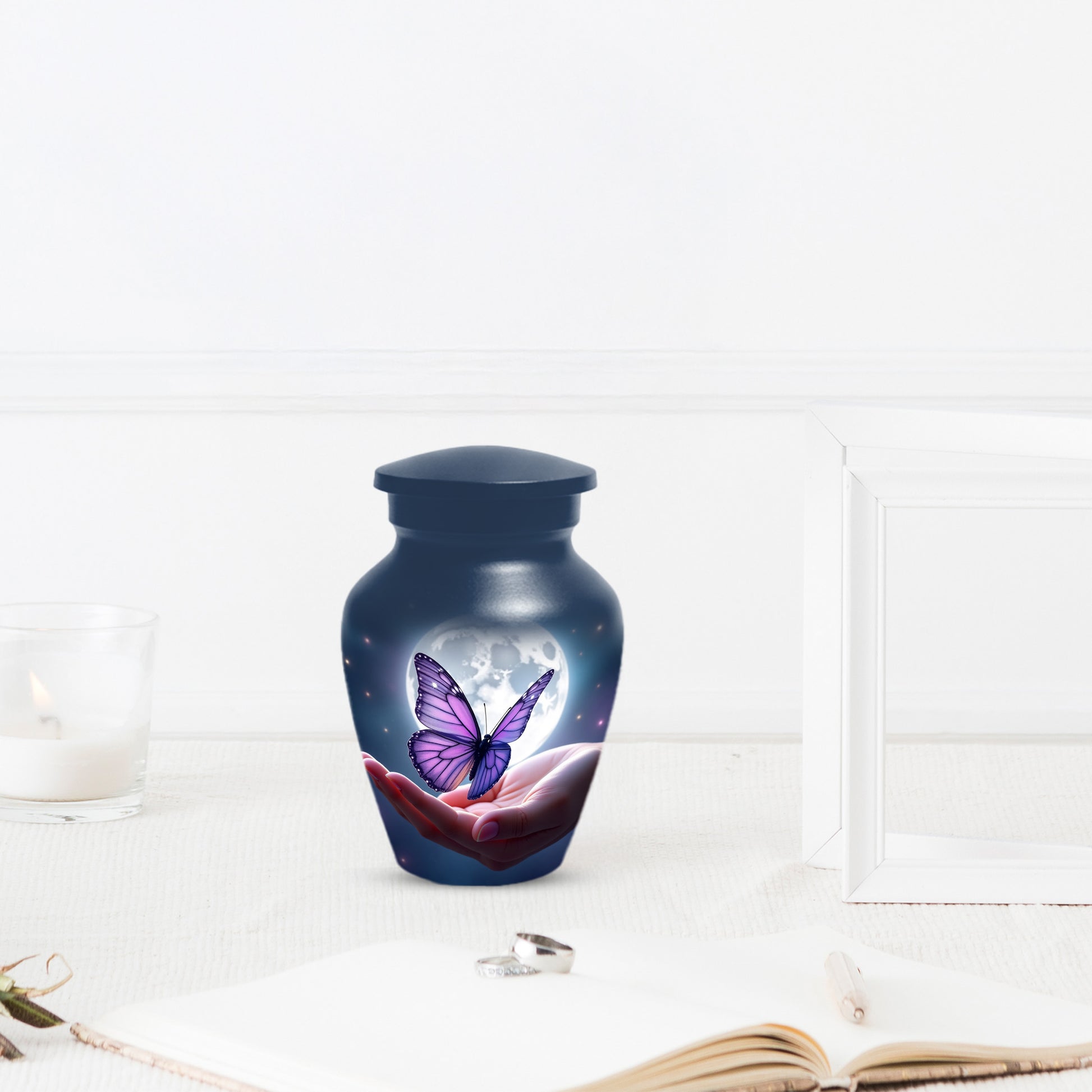 Handmade Butterfly Moonlight Cremation Urn, Personalized Urns For Mom Ashes