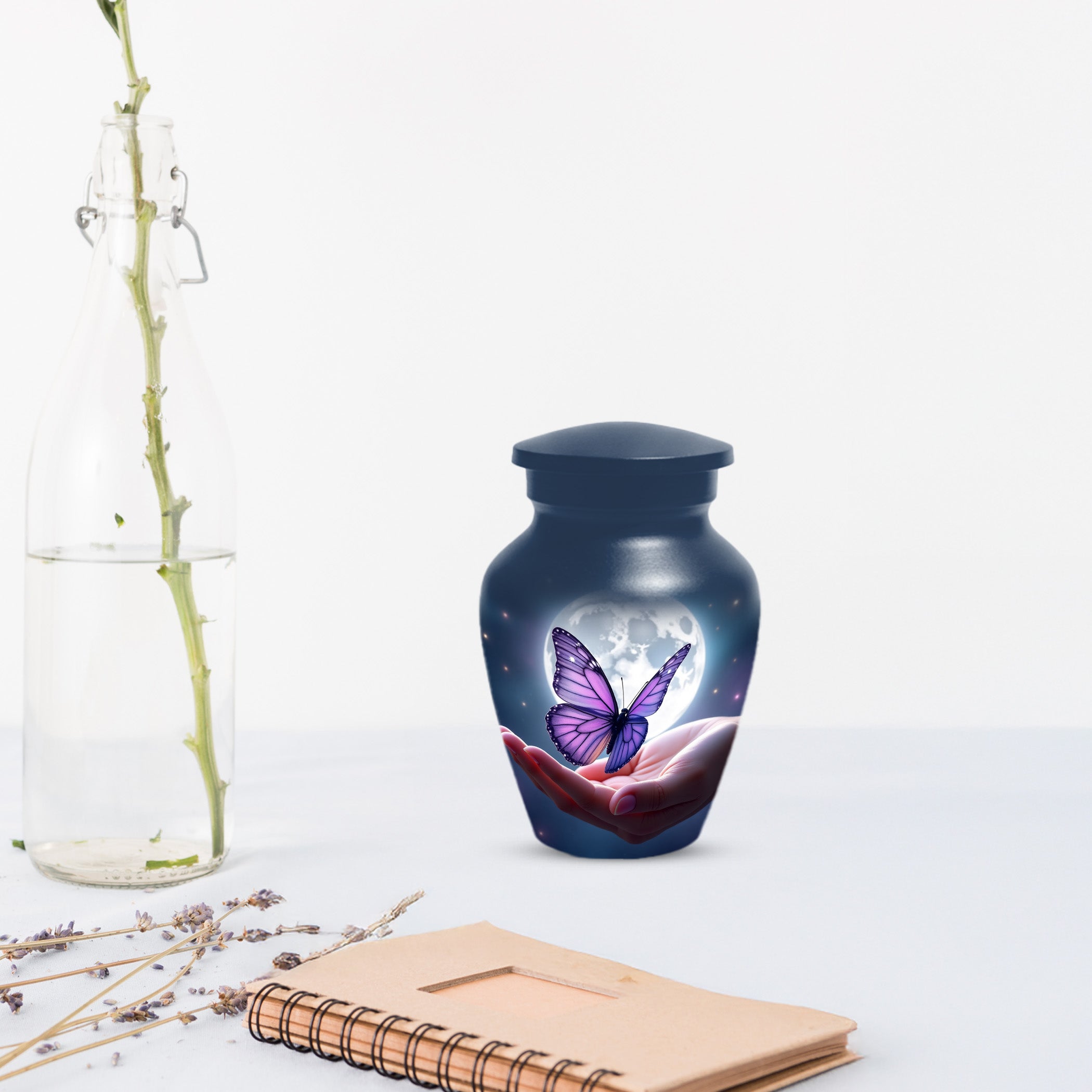 Handmade Butterfly Moonlight Cremation Urn, Personalized Urns For Mom Ashes