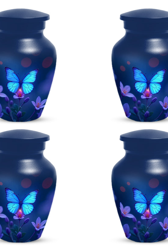 Blue Butterfly Large Urn for Ashes for Women – Handcrafted Large Cremation Urn