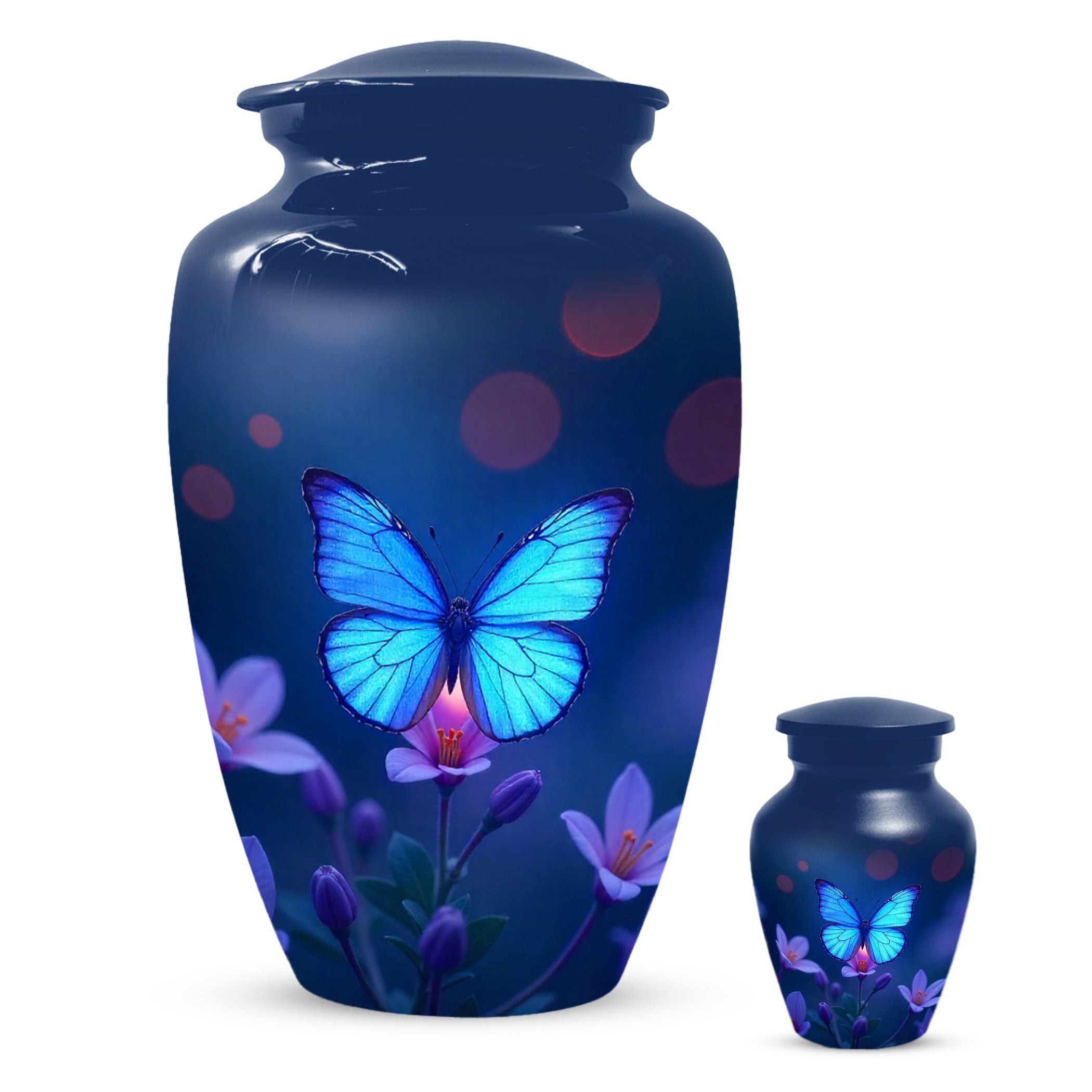 Blue Butterfly Large Urn for Ashes for Women – Handcrafted Large Cremation Urn