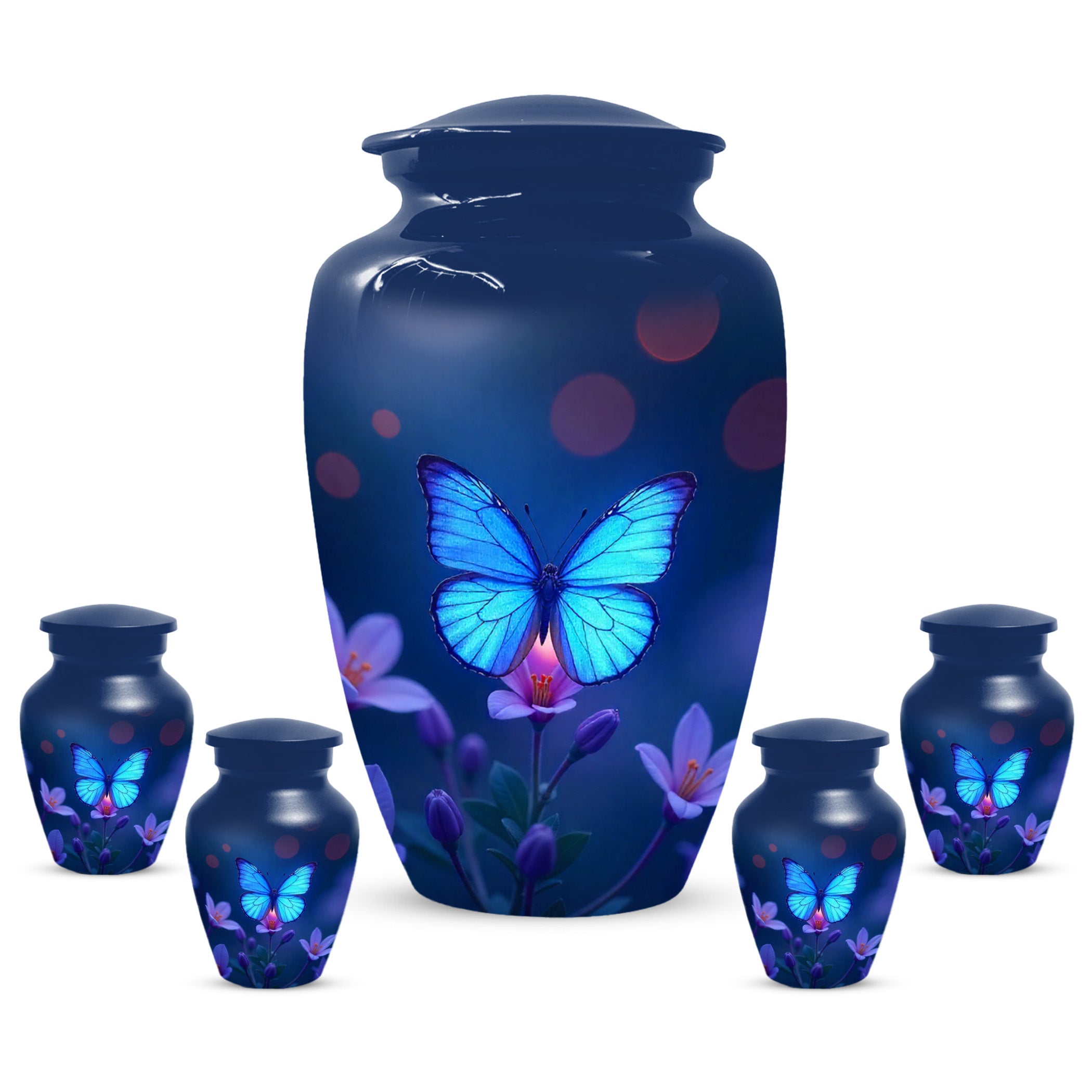 Blue Butterfly Large Urn for Ashes for Women – Handcrafted Large Cremation Urn