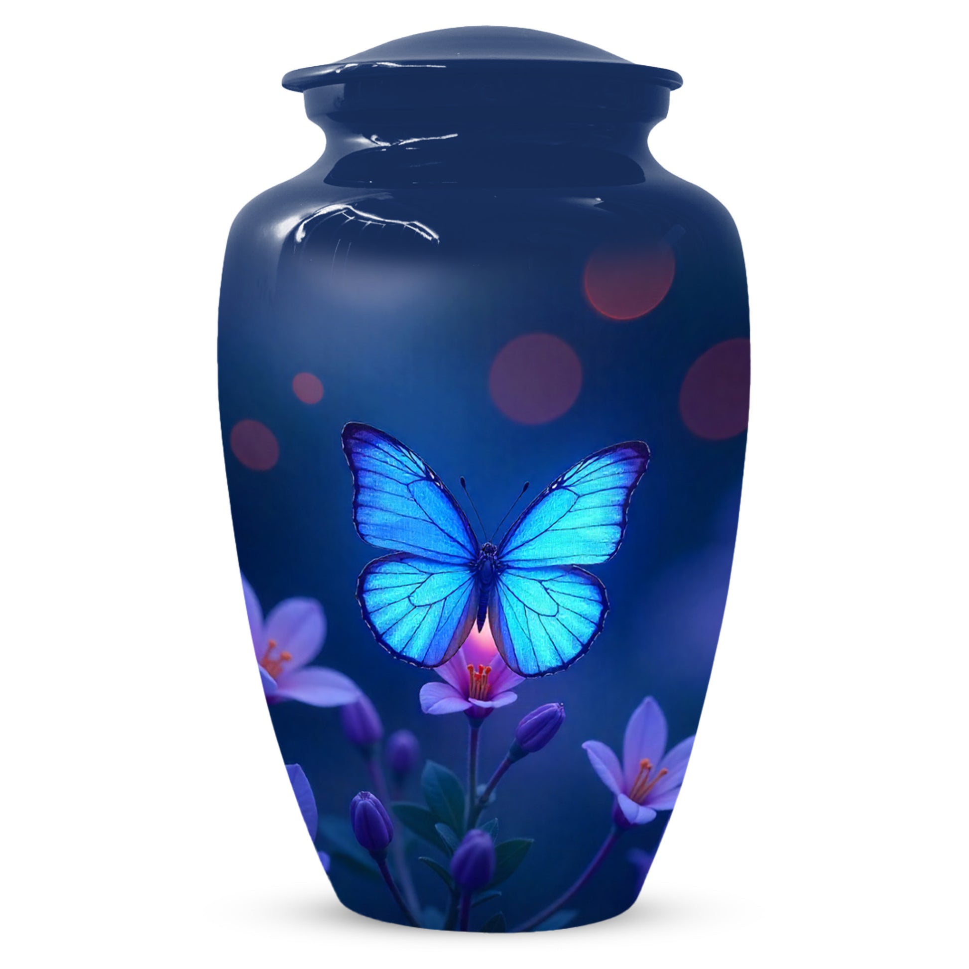Blue Butterfly Large Urn for Ashes for Women – Handcrafted Large Cremation Urn