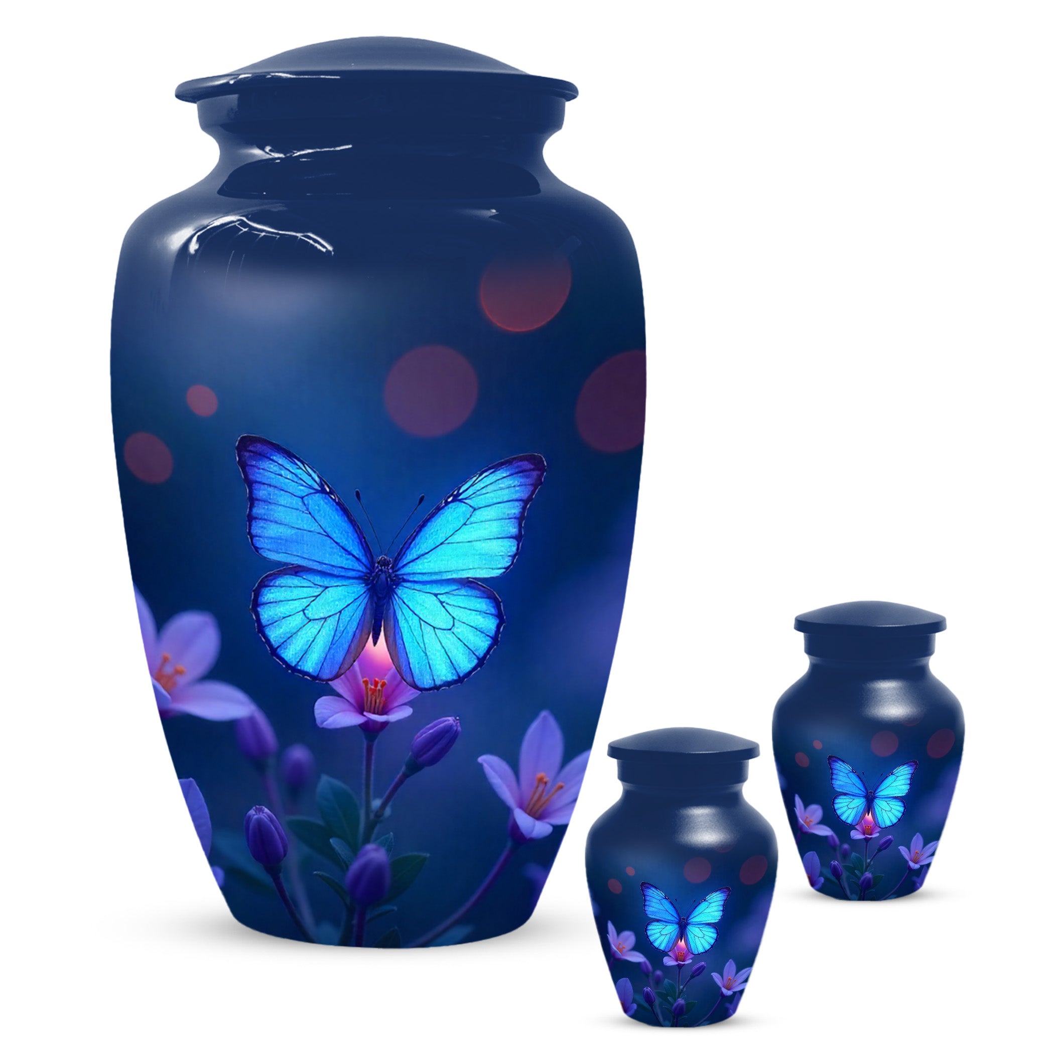 Blue Butterfly Large Urn for Ashes for Women – Handcrafted Large Cremation Urn