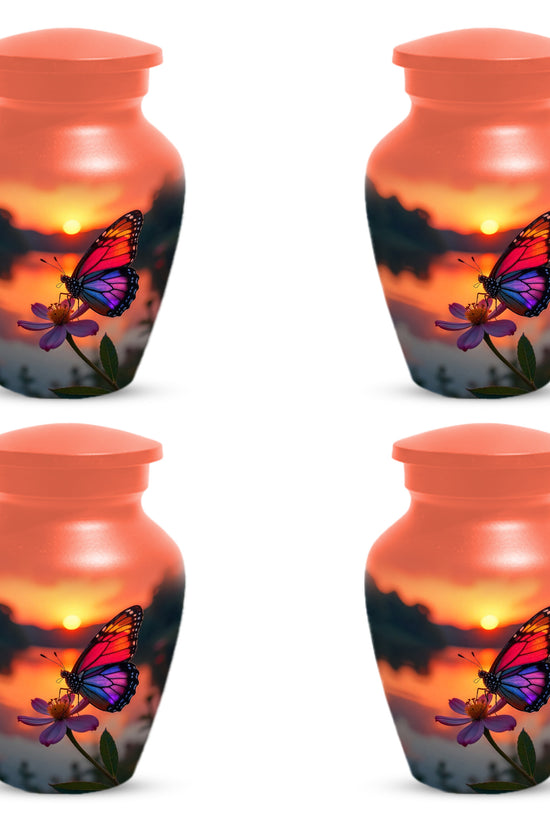 Butterfly Sunset Cremation Urn, Aluminum Memorial Keepsake Urns