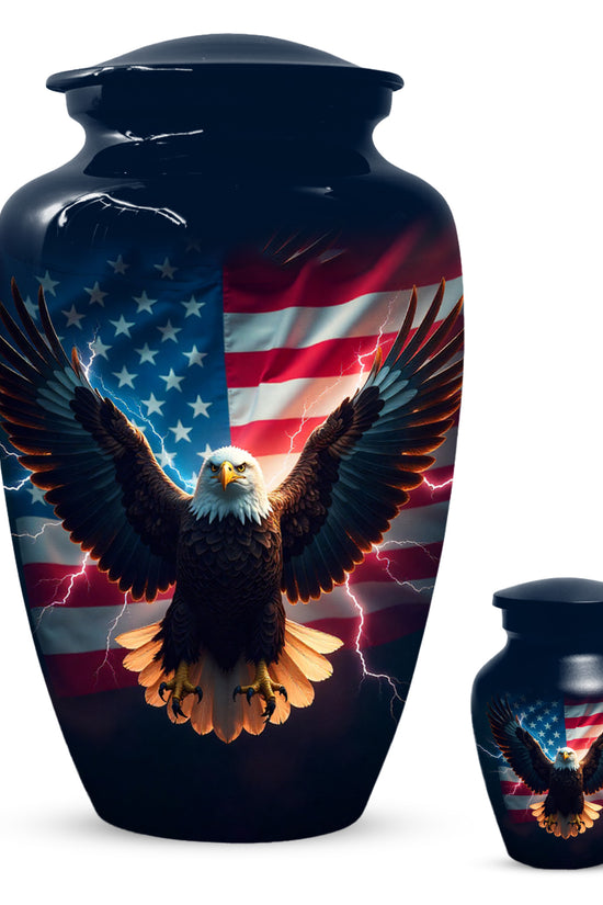 American Flag Eagle Urns – Personalized Cremation Urn for Veterans - Keepsake For Dad