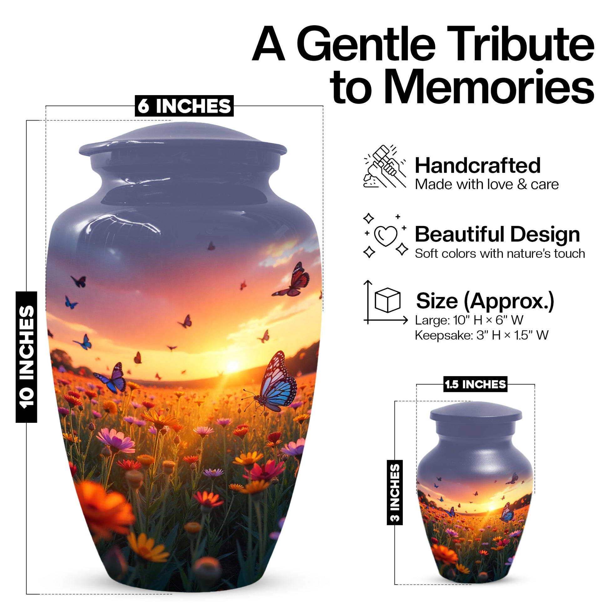 Colorful Flying  Butterfly Cremation Urn, Handmade Urn for Ashes (B05)