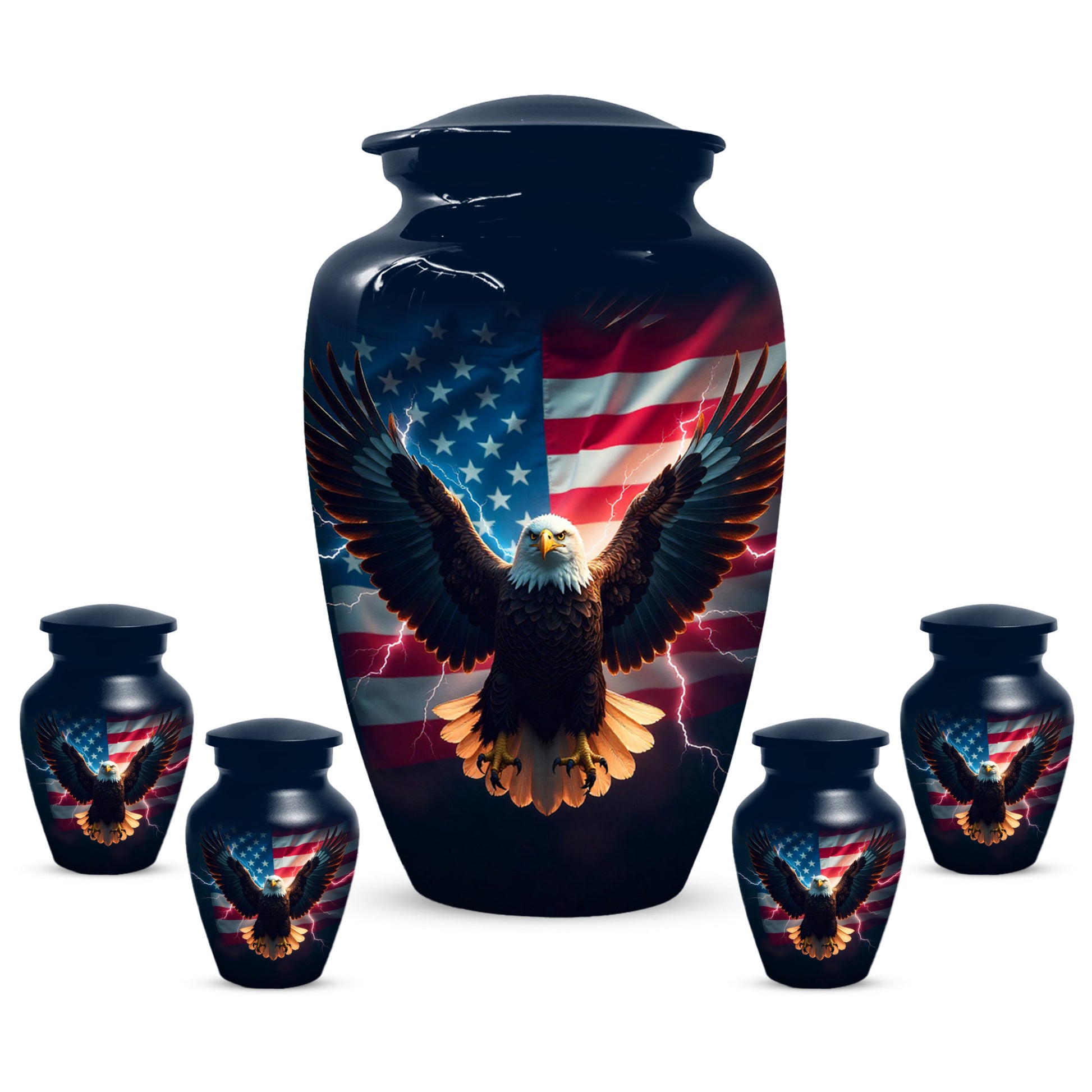 American Flag Eagle Urns – Personalized Cremation Urn for Veterans - Keepsake For Dad