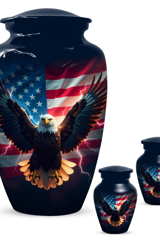 American Flag Eagle Urns – Personalized Cremation Urn for Veterans - Keepsake For Dad