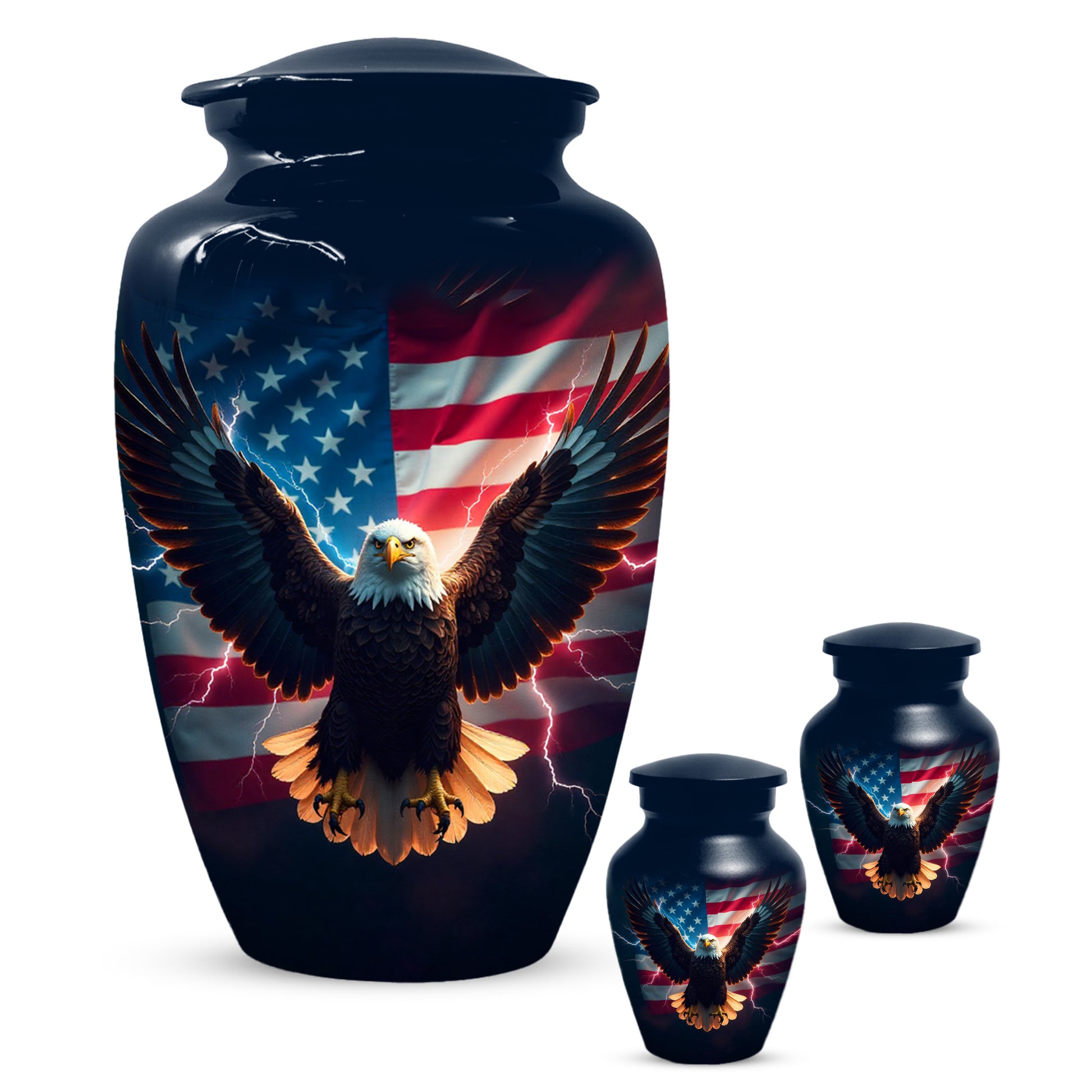 American Flag Eagle Urns – Personalized Cremation Urn for Veterans - Keepsake For Dad