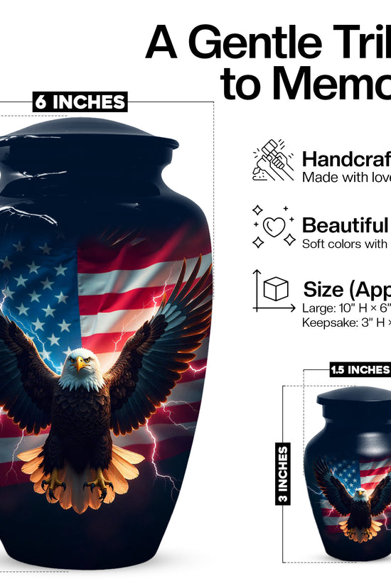 American Flag Eagle Urns – Personalized Cremation Urn for Veterans - Keepsake For Dad