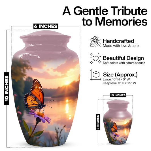 Monarch Butterfly Handcrafted Cremation Urns, Decorative Keepsake For Ashes