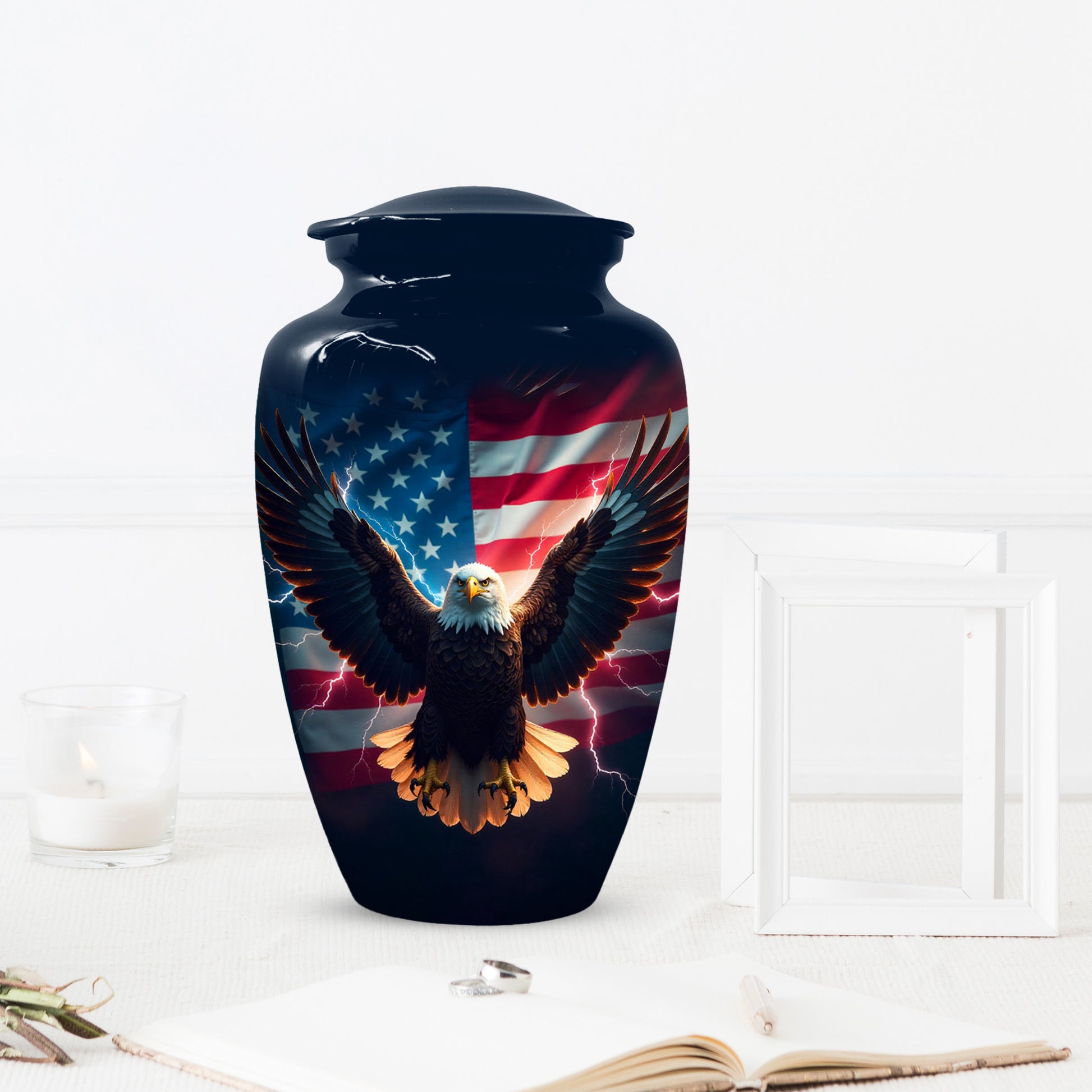 American Flag Eagle Urns – Personalized Cremation Urn for Veterans - Keepsake For Dad
