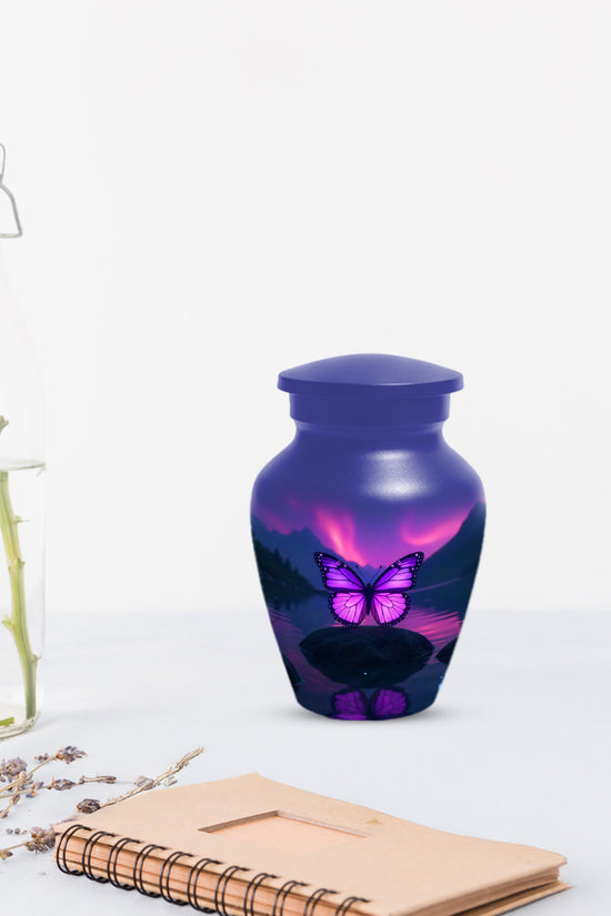 Purple Butterfly Large & Small Cremation Urns – Handcrafted Urn