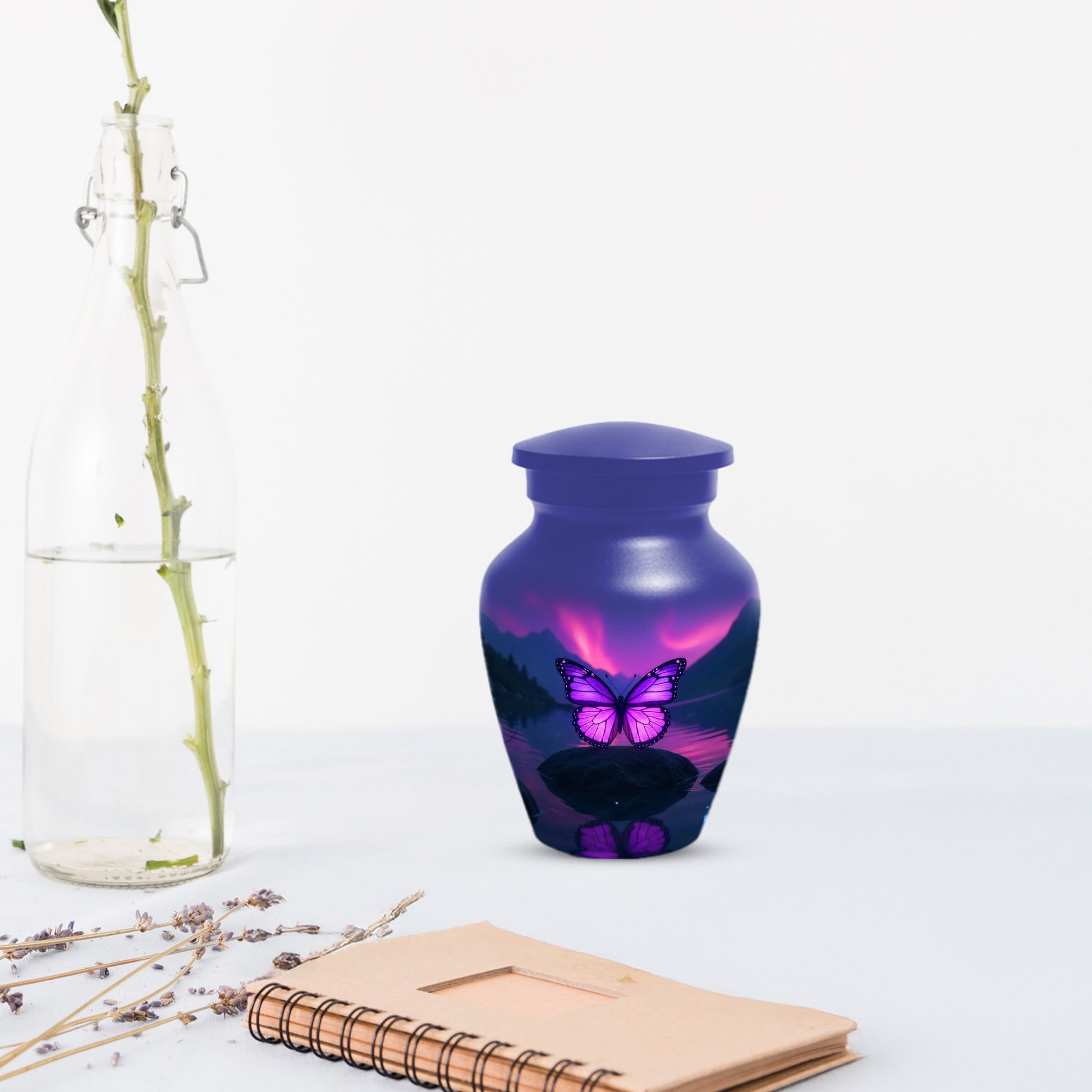 Purple Butterfly Large & Small Cremation Urns – Handcrafted Urn