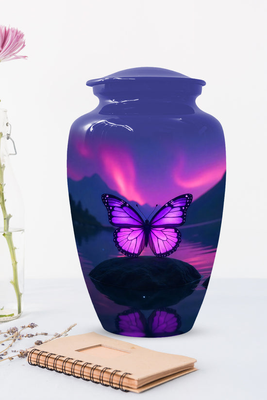 Purple Butterfly Large & Small Cremation Urns – Handcrafted Urn