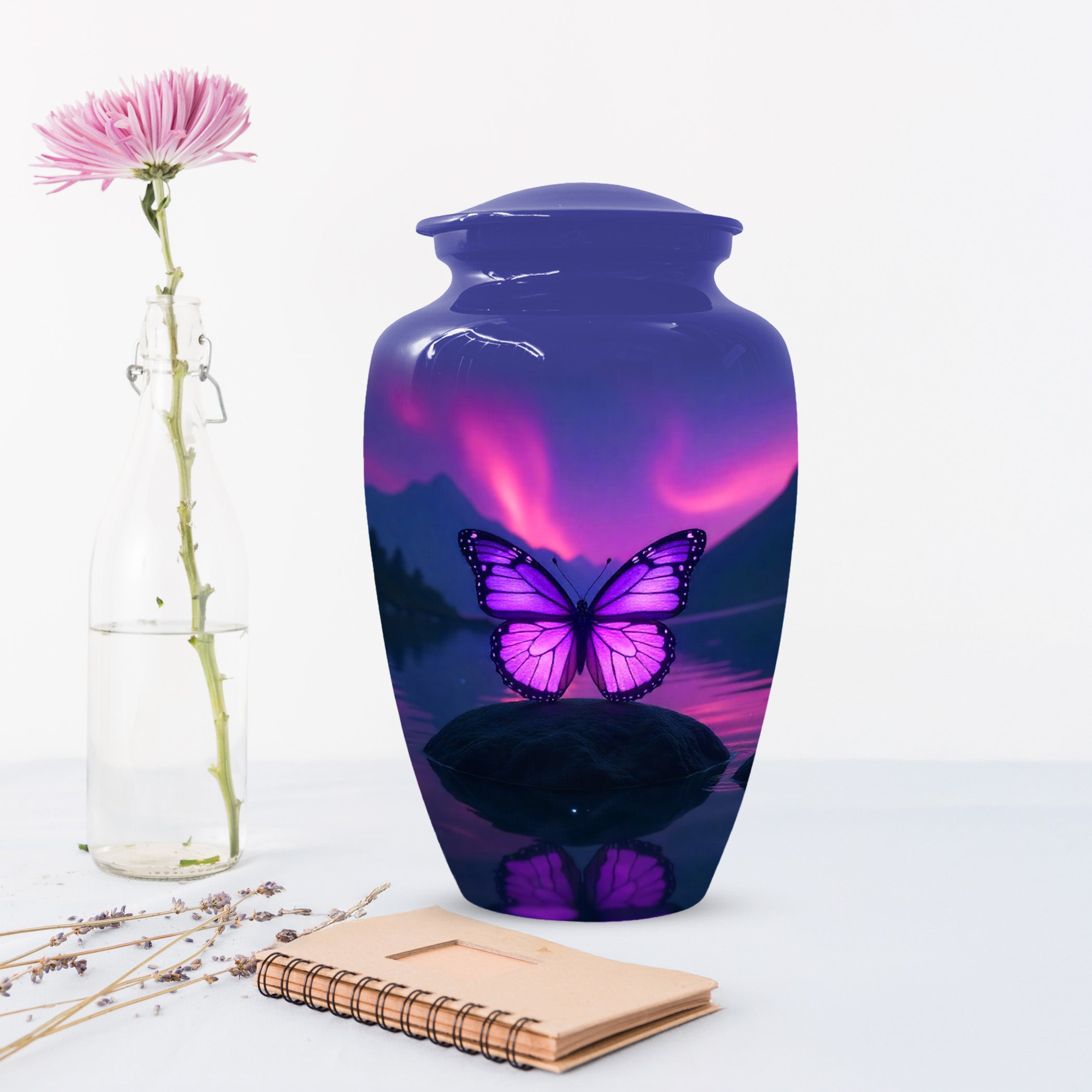 Purple Butterfly Large & Small Cremation Urns – Handcrafted Urn