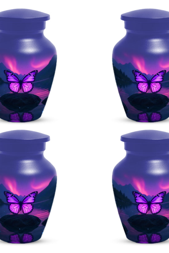 Purple Butterfly Large & Small Cremation Urns – Handcrafted Urn