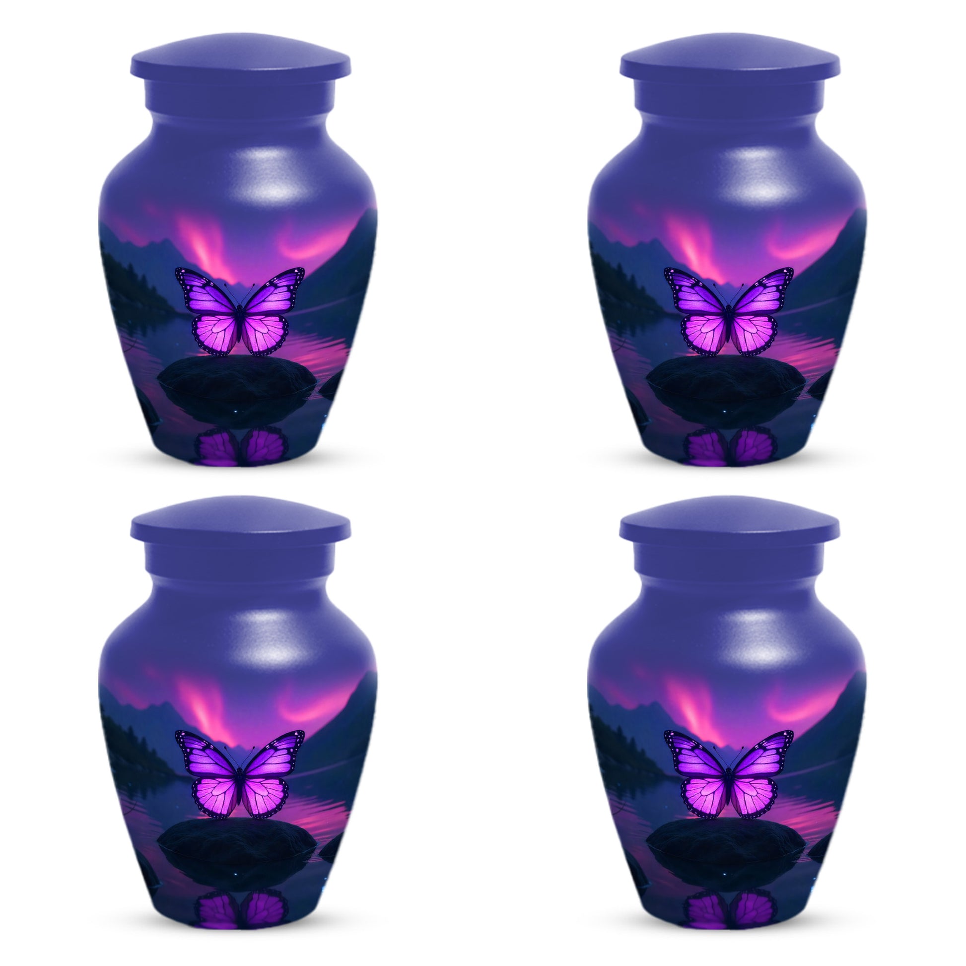 Purple Butterfly Large & Small Cremation Urns – Handcrafted Urn