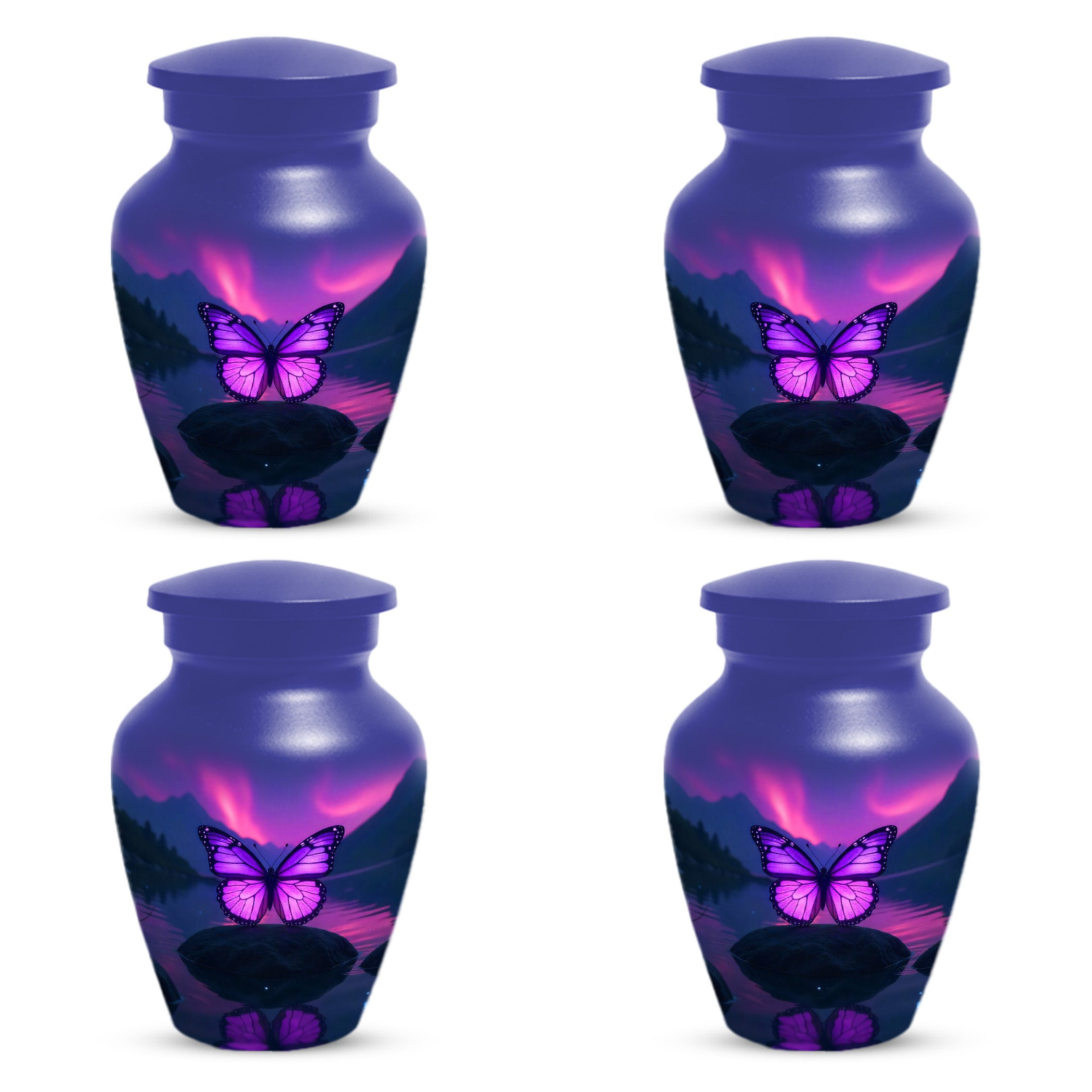 Purple Butterfly Large & Small Cremation Urns – Handcrafted Urn