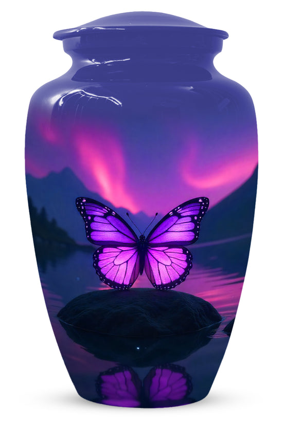 Purple Butterfly Large & Small Cremation Urns – Handcrafted Urn
