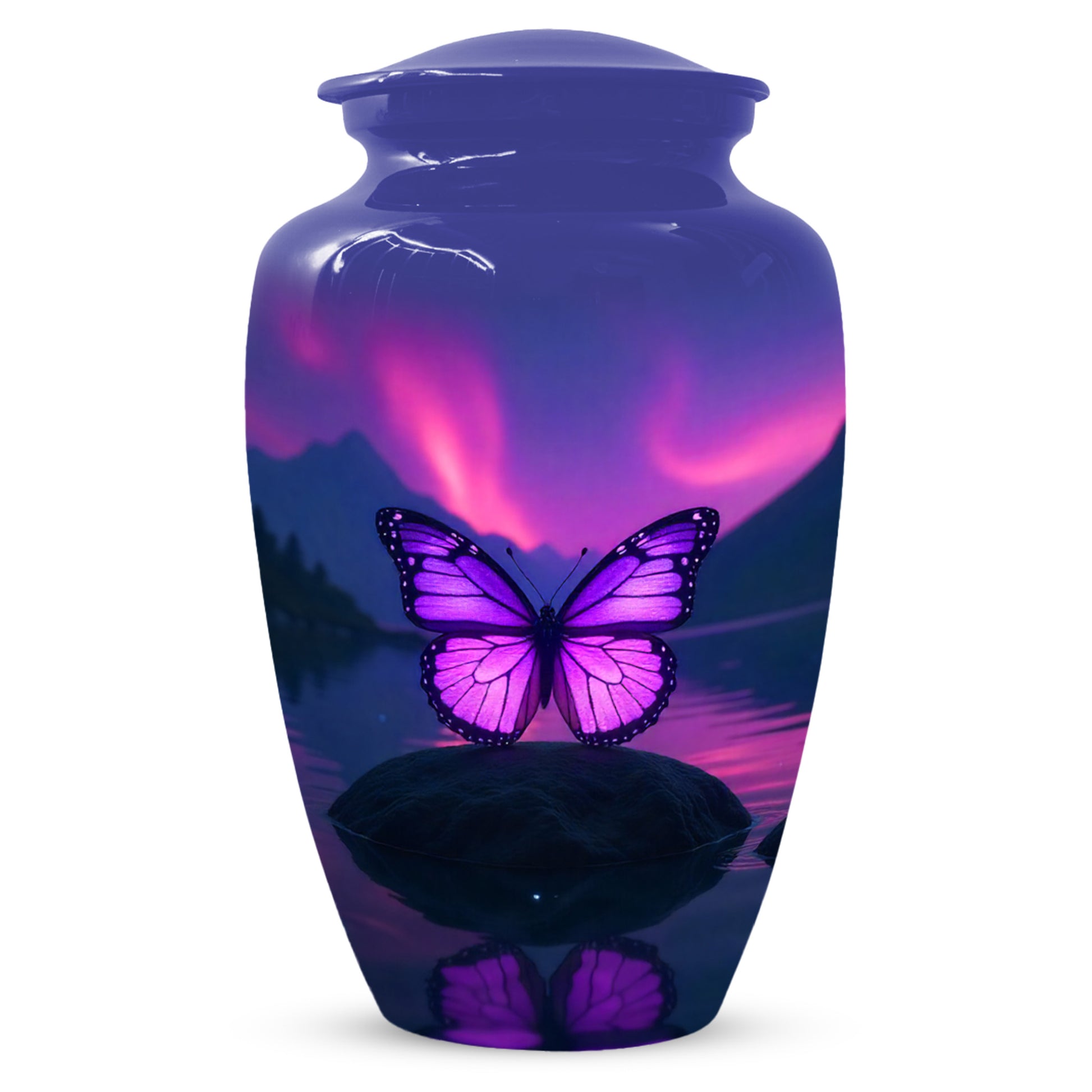 Purple Butterfly Large & Small Cremation Urns – Handcrafted Urn