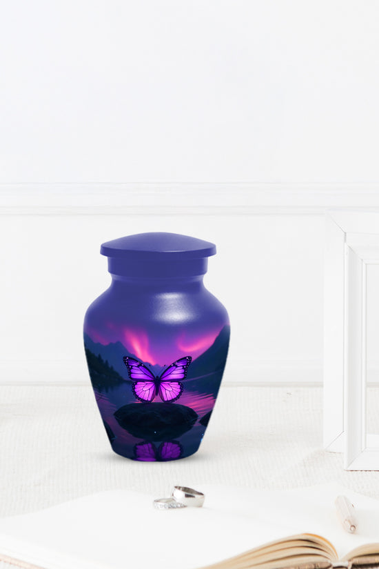 Purple Butterfly Large & Small Cremation Urns – Handcrafted Urn