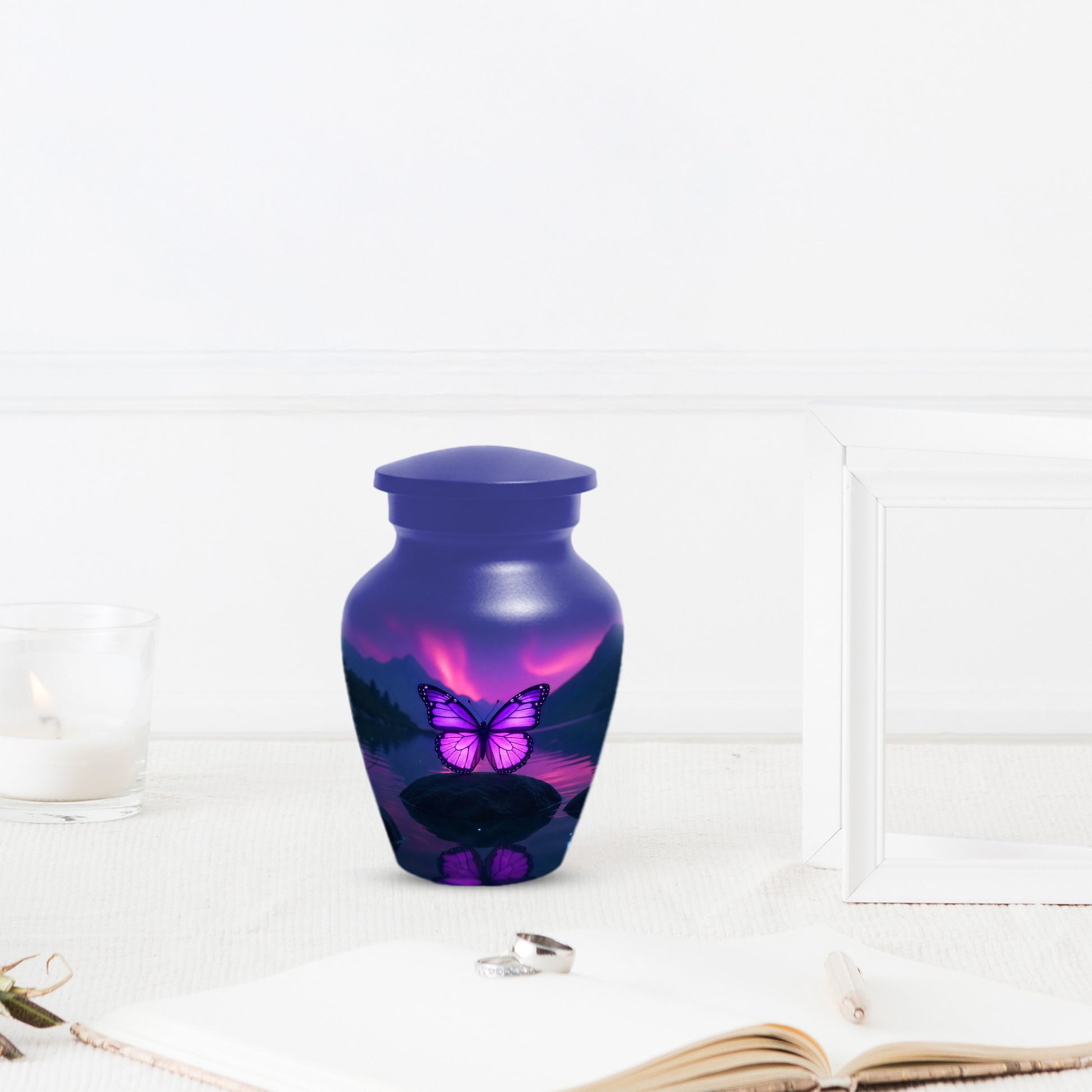 Purple Butterfly Large & Small Cremation Urns – Handcrafted Urn