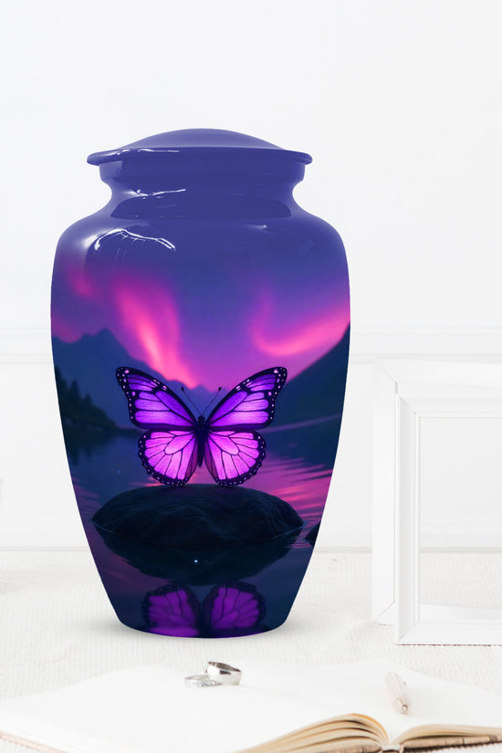 Purple Butterfly Large & Small Cremation Urns – Handcrafted Urn