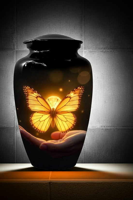 Adult Yellow Butterfly Urns For Ashes, Personalized Keepsake Urn for Women