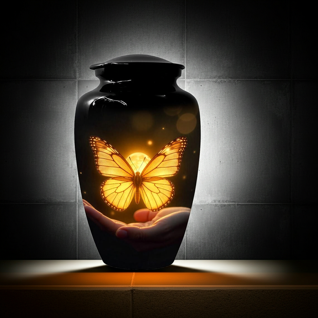 Adult Yellow Butterfly Urns For Ashes, Personalized Keepsake Urn for Women