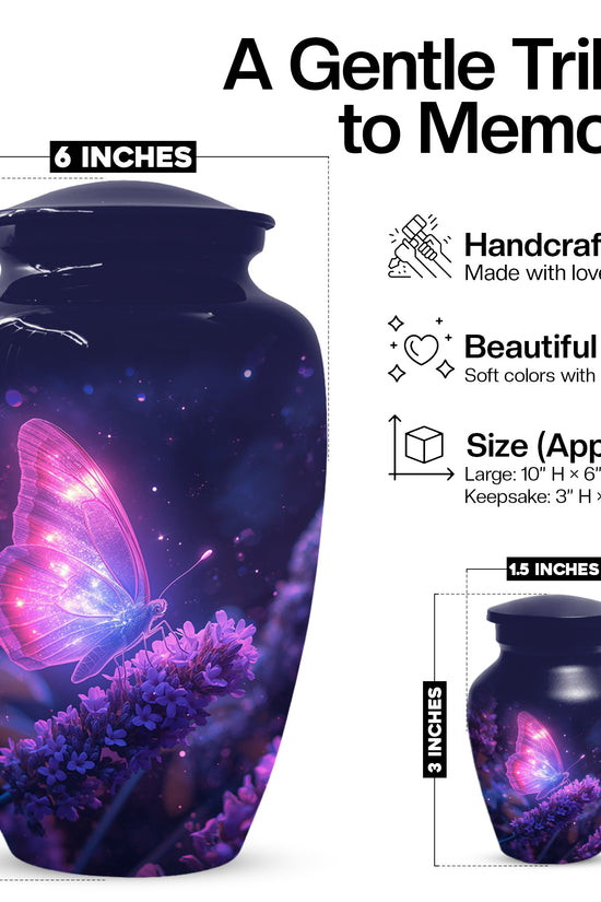 Pink Butterfly Urns For Human Ashes, Personalized Keepsake Urn for Mom