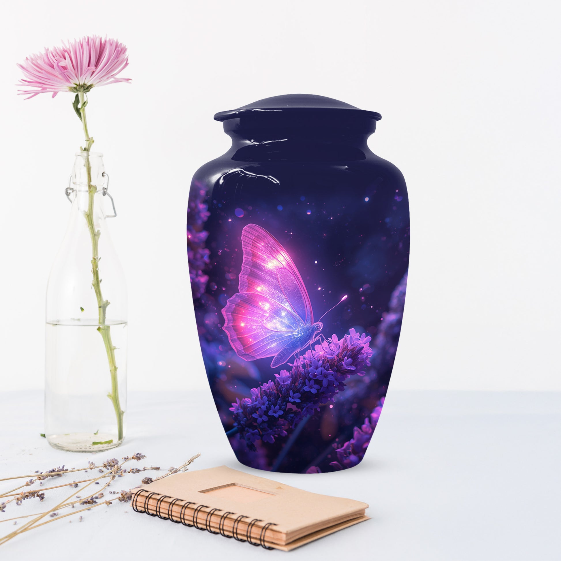 Pink Butterfly Urns For Human Ashes, Personalized Keepsake Urn for Mom