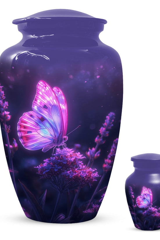 Purple Butterfly Urns For Human Ashes, Large Urn Customized For Mom
