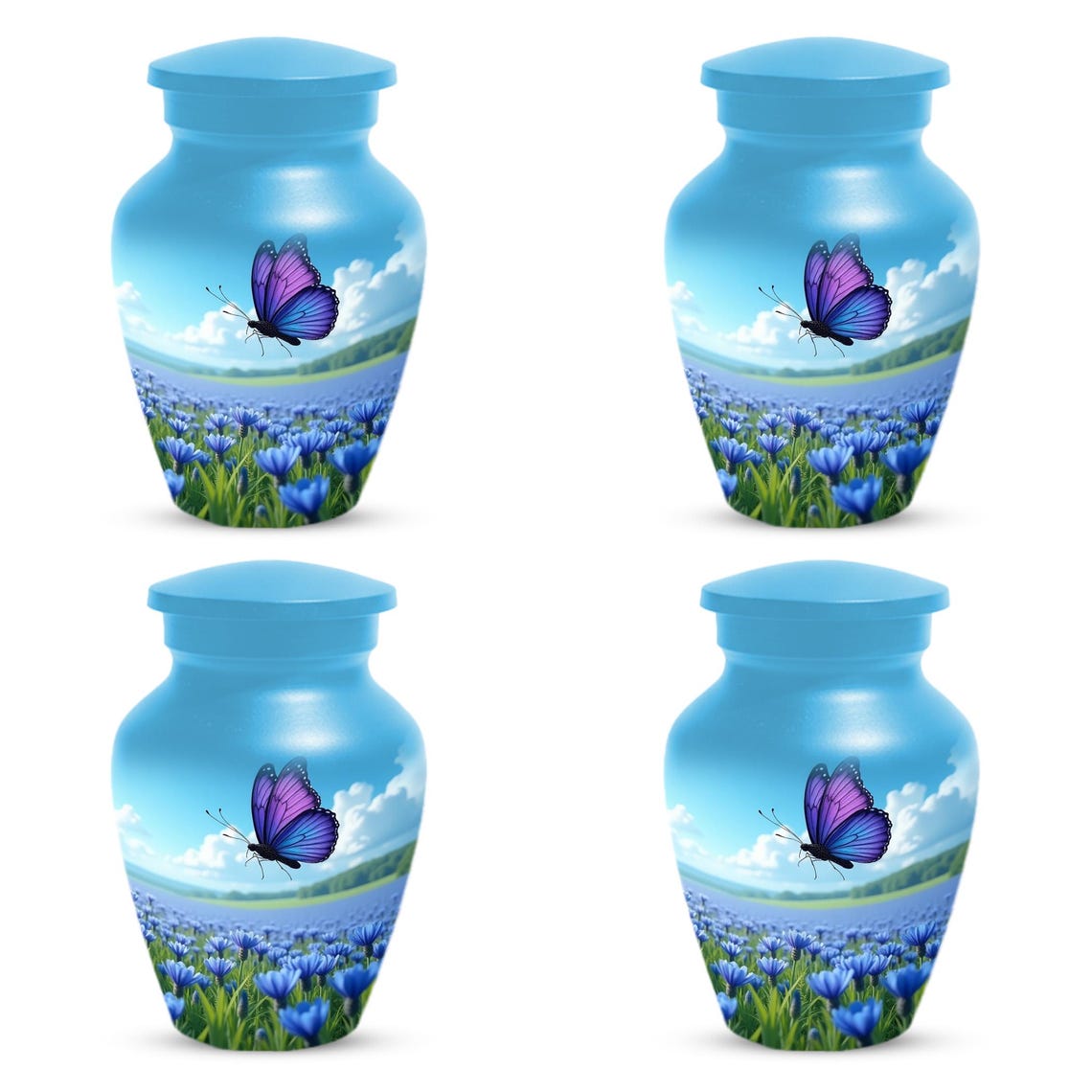 Purple Blue Butterfly Urn