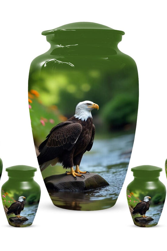 Personalized Green Eagle Urn for Human Ashes - Memorial Keepsake
