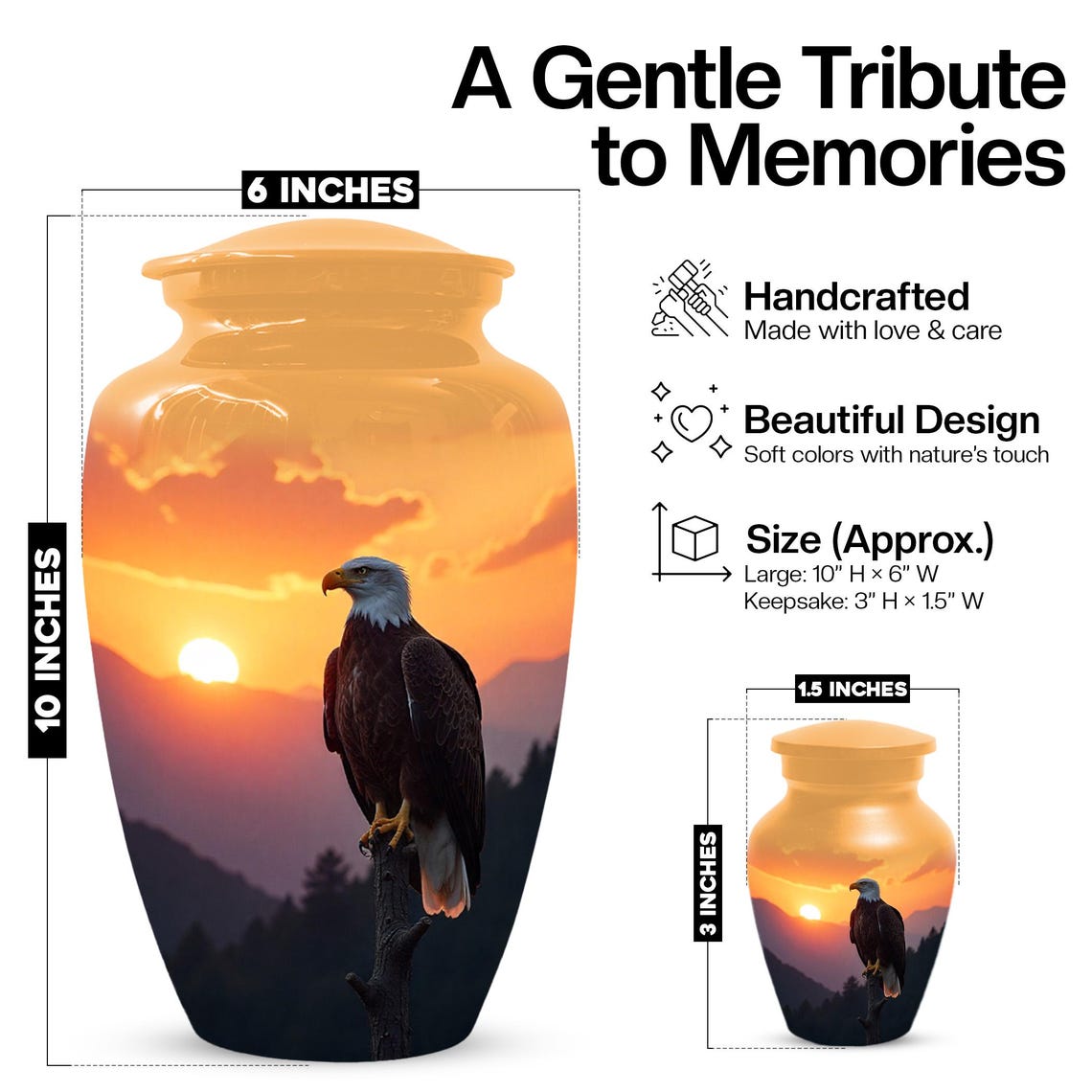 Eagle Cremation Urn – Personalized Urns For Human Ashes Eagle - Decorative Keepsake
