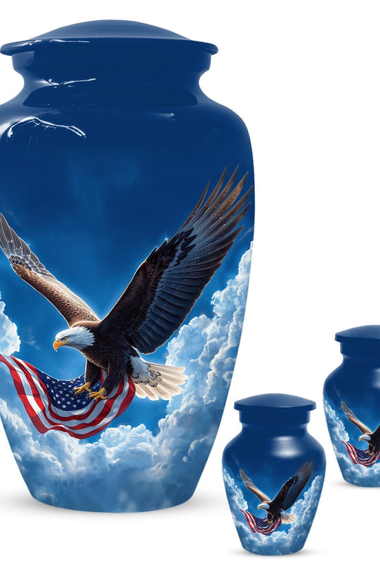 Patriotic Cremation Urn - American Flag Eagle Urns – Personalized Keepsake For Funeral
