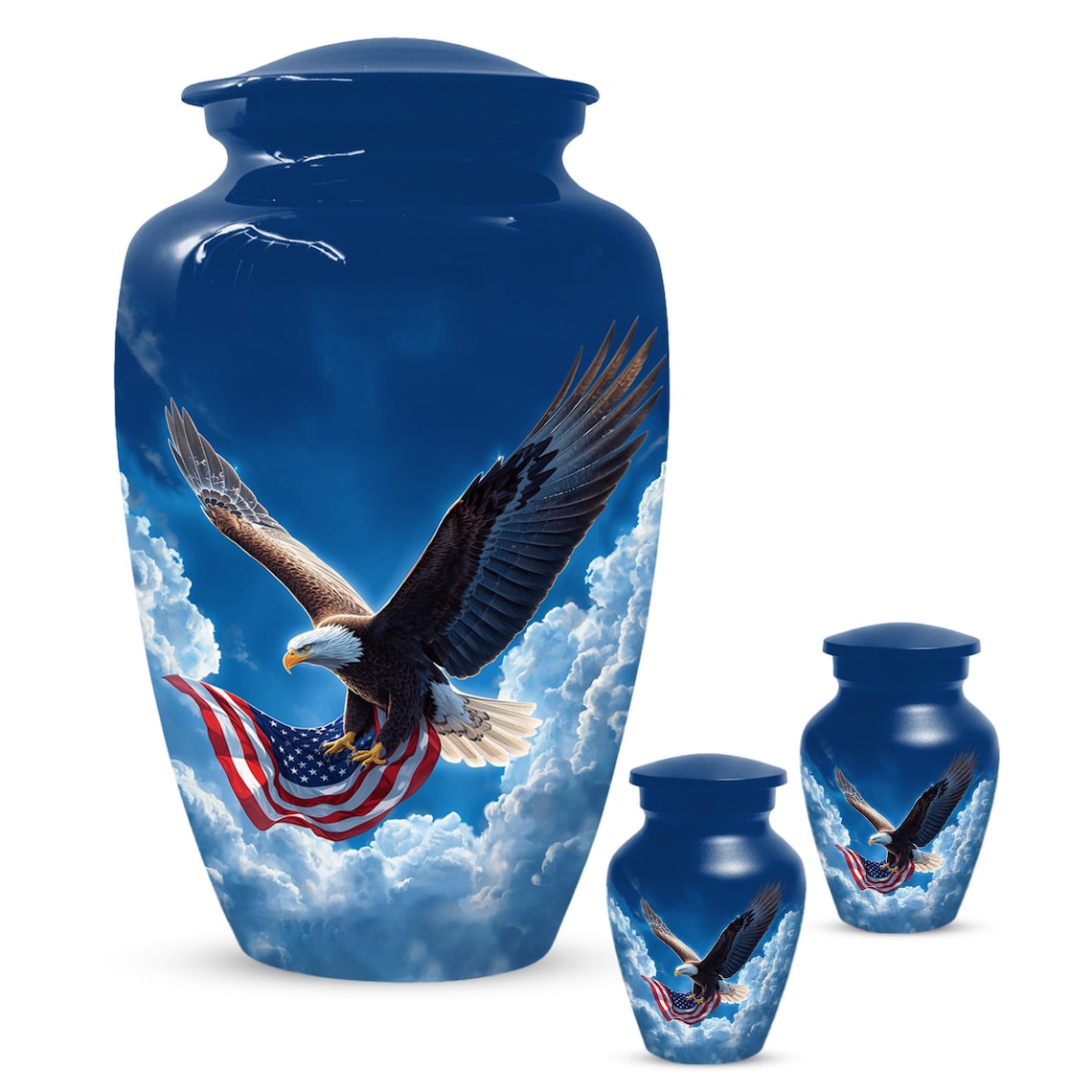 Patriotic Cremation Urn - American Flag Eagle Urns – Personalized Keepsake For Funeral
