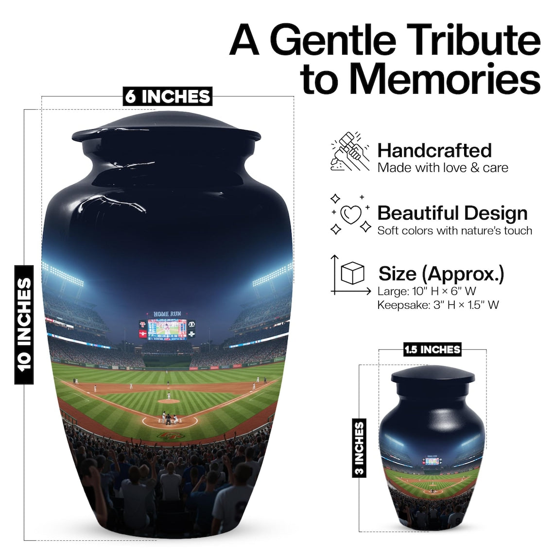 Customized Baseball Cremation Urn for Dad, Keepsake Urns