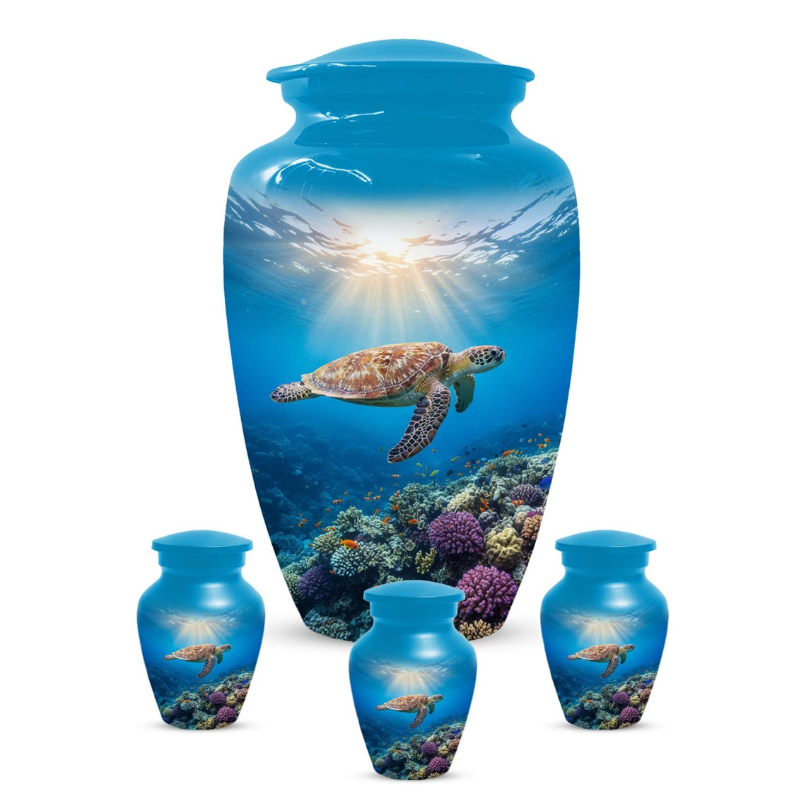 Personalized Sea Turtle Urn for Ashes, Ocean Cremation Urns For Men & Women