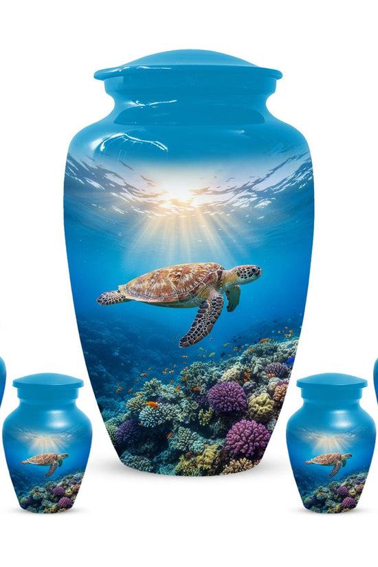 Personalized Sea Turtle Urn for Ashes, Ocean Cremation Urns For Men & Women